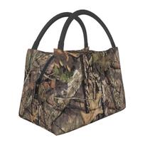 Real Tree Camouflage Camo Pattern Lunch Bag for School Picnic Storage Food Boxes Container Cooler Thermal Lunch Box Tote One Size black