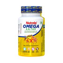 Nutrela 1500 mg Omega 3 6 7 9 with Sea Buckthorn and Flex Seeds oil For Muscle, Bone, Heart & Skin - 60 Veg Softgels - 30 Days