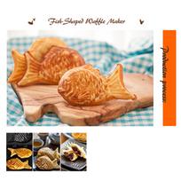 Taiyaki FishShaped Waffle Cake Maker Pan NonStick Double Pan Mold for Kitchen Use beige