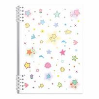 Dopamine Color Binder Notebook Star Print Journal Portable Lined Notebook  School Office A5-White Star