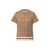 LOUIS VUITTON T-shirt su dryžuotu akcentu ir Monogram raštu 1AB9HB M ruda