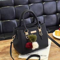 Women Hairball Ornaments Totes Zipper Medium Handbag Hotsale Lady Party Purse 23*14*18cm juoda