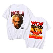 Limited Dennis Rodman Double Sided Print Tshirt Men Women Hip Hop T Shirt Boys Basketball T-shirt Male Loose Tees Man Streetwear S white