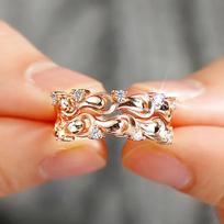 Rose Gold Waterdrop Pattern Ring For Women Aesthetic Bridal Wedding Jewelry Creative Design Female Party Accessory 10 white