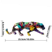 25,5cm Grafiti Panteros Statulėlė Gyvūno Figūrėlė Abstraktaus Geometrinio Stiliaus Dervos Panteros Skulptūra Namų Biuro Stalviršio Dekoracija black