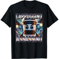 Cappuccino Assassino Coffee Lovers Italian Brainrot Meme T-Shirt(1) S juoda