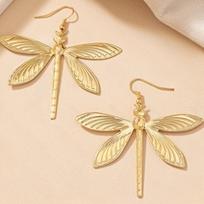 Personalized Punk Style Dragonfly Pendant Earrings, Women's Fashion Trend Holiday Party Accessories Jewelry Gifts beige