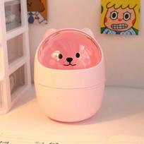 Mini Desktop Trash Can Organizer Cute Bear Multifunction Creative Cosmetic Bucket with Lid Pen Holder Kawaii Stickers Patchers