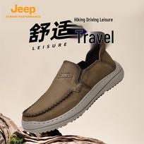 JEEP Men's Genuine Leather Slip-On Casual Shoes 40 black