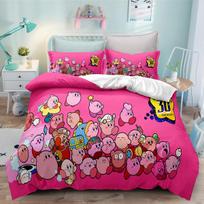 Digital Printed Kirbys Bedding Set Children Adult Anime Game Theme Duvet Cover Set Children'S Gift 100x135cm-2pcs pink