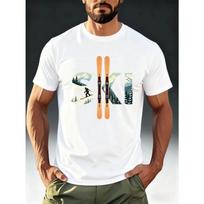 Men's Skiing & Snowboard Graphic T-Shirt - Short Sleeve Breathable Round Neck Top ,Soft Casual Outdoor Shirt Suitable for Summer Wear,Machine Washable S balta