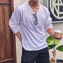 Men U Neck Loose Long Sleeve Hollow Out Knit Casual Sun Protection T Shirt M balta