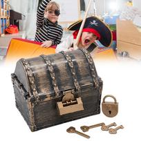 Vaikų piratų lobių skrynios lobių kolekcijos laikymo dėžutė Vintažinė piratų papuošalų dėžutė draugams ir šeimai dovanai black