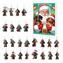 Holiday Countdown Calendar Dachshund Advent Calendars 2026, 24 Days 2D Acrylic Pendant Christmas Cute Dog Ornament Set Calendar, Collectible F brown