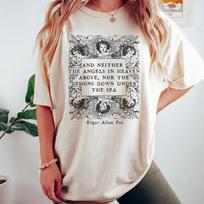 Edgar Allan Poe Grunge Fairycore Angel Shirt Bookish Shirt Dark Academia Shirt Poe T Shirt Gothic Clothes Y2k Shirt 4XL gray