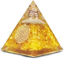 Orgonite Pyramid For Reiki Healing, Vastu, Feng Shui, Yoga - Yellow Citrine beige