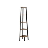 VASAGLE Corner Shelf, 5-Tier Industrial Ladder Bookcase, Storage Rack, with Metal Frame, for Living Room, Home, Office, Rustic Brown chaki