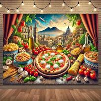 Italian pizza restaurant store street scene event promotion festival design customizable large size poster restaurant decoration 47.2x31.5inch/120*80cm
