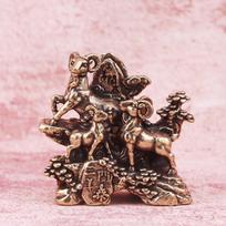 Vintage Brass Three Goat Figurine With Exquisite Carved Details And Auspicious Fengshui Symbol For Home Office Desktop Decor 1 brown