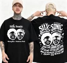 Silk Sonic Cotton TShirt Bruno Mars 24K MAGICT TShirt Fan Gift Couple Streetwear Unisexs and Unisexs Summer Vintage T Shirt XL gray