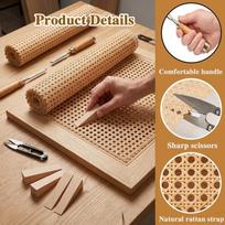 Rattan Repair Kit Cane Chair 2 Caning Chisel Webbing Roll Material for 1m