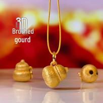 24k Gold-Plated Copper Gourd Bead Pendant Necklace - DIY Handmade Accessory brown