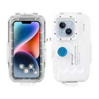 Puluz vandeniui atsparus iPhone dėklas (40m) su vienpusiu vožtuvu (baltas)