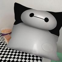 B-Baymax animated character Pillow Case Square Pillow Bedroom Sofa Leisure Comfort Cushion Car Living Room Home Decoration 16x16Inch gray