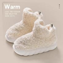 2024 m. moteriškos šiltos kailinės šlepetės Žiemos naujos sutirštintos medvilninės avalynės patalpoms ir laukui Moteriškos neslystančios pliušinės sniego batai Purūs apavai 36-37(Fit 35-36) smėlis