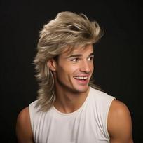HAIRJOY Sintetiniai plaukų Mullet perukai vyrams 70-ųjų ir 80-ųjų kostiumų vakarėliui Sintetiniai perukai 12inches brown