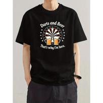 Men'S Funny Darts & Beer Graphic T-Shirt -  That'S Why I'm Here  Pub Design - Lightweight Breathable Tee for Parties, Barbecues, Game Nights - Casual S juoda