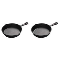 ABKS-2X Cast Iron Skillet Pan Frying Pans Chemical Free Durable Grill Fry Pan For Indoor And Outdoor Use Grill Stovetop B black