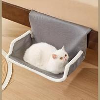 Cat Bedside Hammock Suitable for Cats' Afternoon Naps Firm Installation All-Season Window Sill Hanging Bed Hanging Cat Bed 50cm pilka