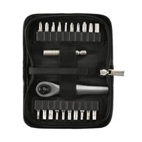 22-Piece Multifunctional Ratchet Screwdriver Set with Phillips and Flathead Bits black
