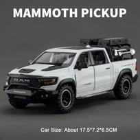 1:32 Scale Ram TRX Mammoth Pickup Car Model Diecast Alloy Toys with Sound Light Pull Back Doors Opened Camper Van Children's Toy gray