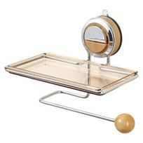 Rustproof Bathroom Wall Organizer Suction Cup Adhesive Mount Plastic Stainless Steel Toilet Paper Holder beige