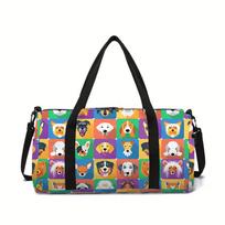 Puppy Large Capacity Luggage Bag  for Boy and Girls Best Gifts 2D Flat Cartoon Travel Duffels Hand Bag for Children beige