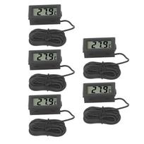 5 vnt. Elektroninis skaitmeninis ekranas Termometras Juodas Mini Įmontuojamas Vidaus Skaitmeninis Temperatūros Matuoklis black