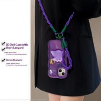 Monster Doll for Iphone16 IPhone Case 15 Double Bracket 14 Oblique Span Lanyard 13 Silicone 17 Simple iPhone XS Max black