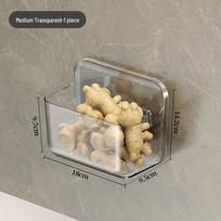 Wall-Mounted Kitchen Storage Basket for Spices & Bottles - Transparent Hanging Organizer for Ginger, Garlic, Oil, Sauce & Vinegar.