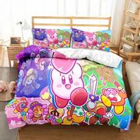 3D Printed Kawaii Kirby Bedding Set Single Twin Full Queen King Size Soft Comfortable Bed Set for Adult Kids 135x200cm 2pcs beige