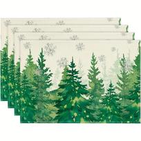 4/6pcs Set Vibrant Pine Green Winter Holiday Christmas Placemats Suitable for Home Kitchen Dining Room Gatherings Indoor And Out 30x45cm-4PC beige