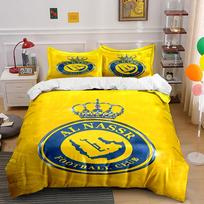 Crown and  Al Nassr  emblem. Bedding sets Duvet cover sets Duvet covers Pillowcases(1 * Duvet Cover 2 * Pillowcases, without duvet insert) 135x200cm yellow