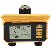 Solar Panel Sprinkler Timer, Double Outlet Smart Water Timer with Rain Sensor, Automatic Watering Valve Irrigation Controller System geltona