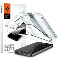 Apsauginis stiklas juodais krašteliais "Spigen Glas.Tr ”EZ FIT” (2-vnt) su montavymo rėmeliu telefonui iPhone 15 Pro Max
