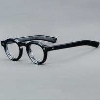 Vintage Round Acetate Spectacles Frame Women Fashion Rivet Optical Transparent Eyeglass Men Trend Prescription Glasses 57171 black