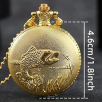 Best Gifts Gold Quartz Pocket Watch Design Fishes Necklace Pendant Pocket Watch Clock for Mens Womens beige