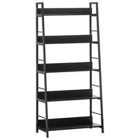 Pasviras kopėčių lentyna Knygų lentyna Stovas medinis Laikymo sieninė lentyna Organizatorius Vitrina Juodas (5 pakopos) 70 x 35 x 150 cm