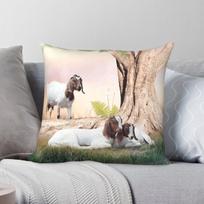 Boer Goats Mother Babies Resting Square Pillowcase Polyester Linen Velvet Creative Decorative Throw Pillow Cushion Cover 18 30X30CM white