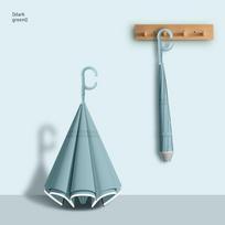 Color Matching Automatic Reverse Umbrella Long Handle Double-Layer Umbrella Women Rain Or Shine Dual-Use Large Double-Person Anti-Wind Rain Special C-Shaped Long-Handled Reverse Umbrella Dark Green žalia